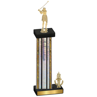Accented Single Silver Glacier Victory Golf Trophy
