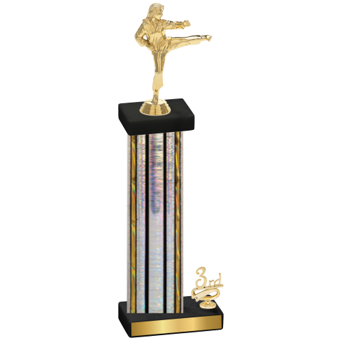 Accented Single Silver Glacier Third Place Karate Trophy