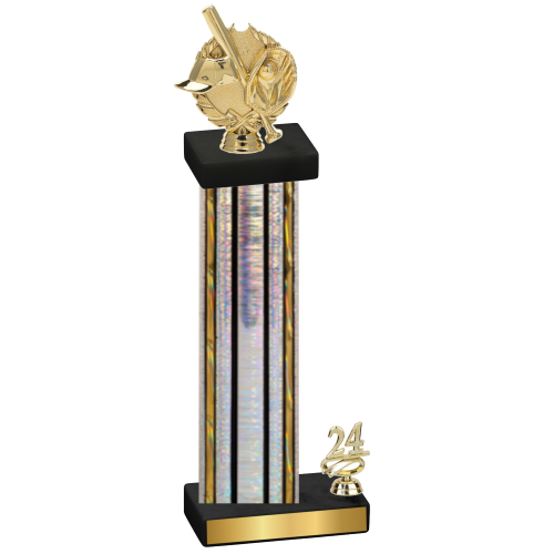 Accented Single Silver Glacier Year Baseball Trophy