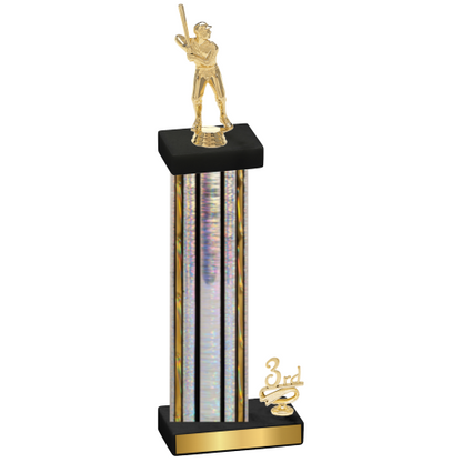 Accented Single Silver Glacier Third Place Baseball Trophy