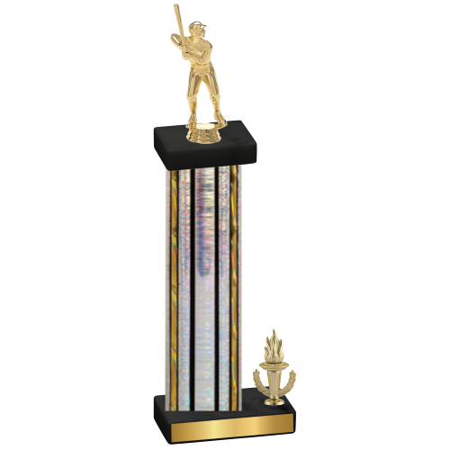 Accented Single Silver Glacier Victory Baseball Trophy