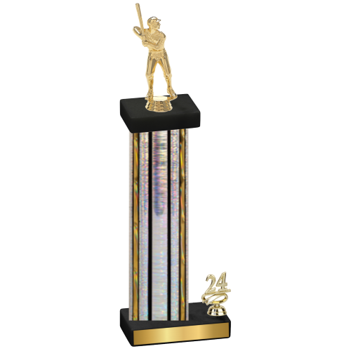 Accented Single Silver Glacier Year Baseball Trophy