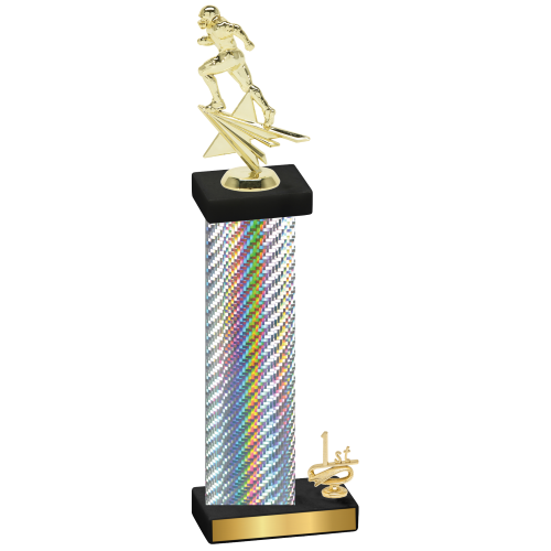 Accented Single Silver Carbon Fiber First Place Football Trophy