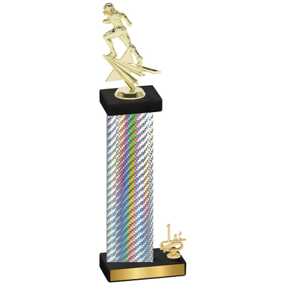 Accented Single Silver Carbon Fiber First Place Football Trophy