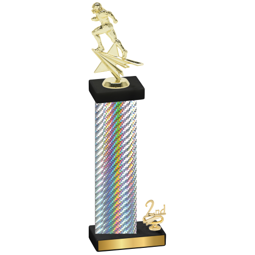Accented Single Silver Carbon Fiber Second Place Football Trophy