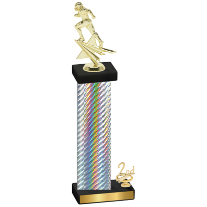 Accented Single Silver Carbon Fiber Second Place Football Trophy
