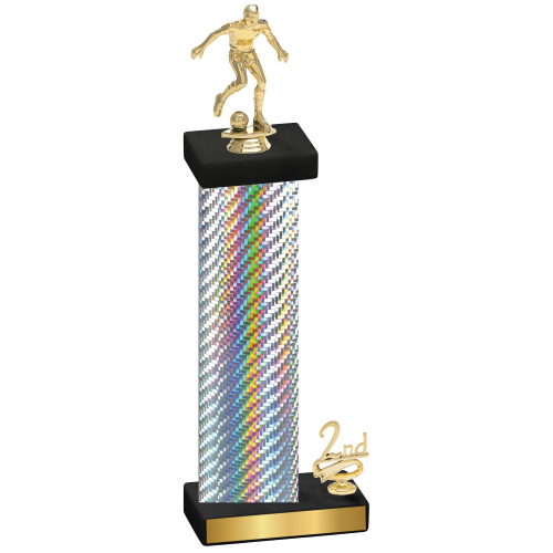 Accented Single Silver Carbon Fiber Second Place Soccer Trophy