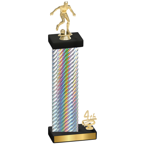 Accented Single Silver Carbon Fiber Fourth Place Soccer Trophy