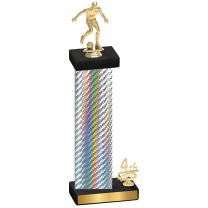 Accented Single Silver Carbon Fiber Fourth Place Soccer Trophy