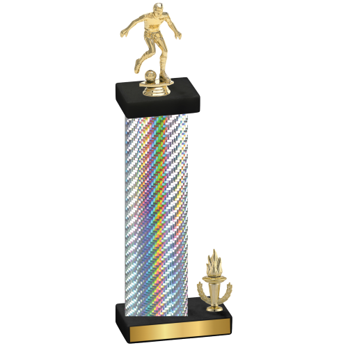 Accented Single Silver Carbon Fiber Victory Soccer Trophy