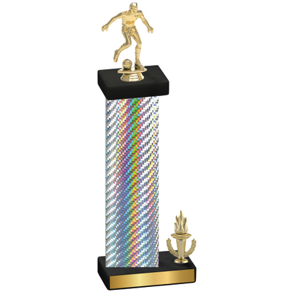 Accented Single Silver Carbon Fiber Victory Soccer Trophy