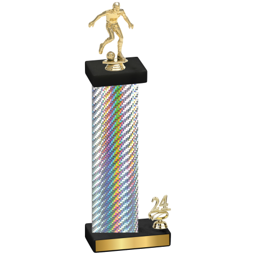 Accented Single Silver Carbon Fiber Year Soccer Trophy