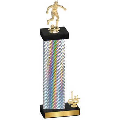 Accented Single Silver Carbon Fiber First Place Soccer Trophy