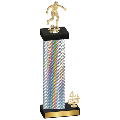 Accented Single Silver Carbon Fiber Fourth Place Soccer Trophy