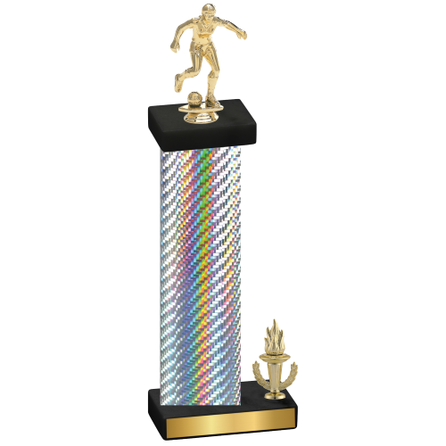 Accented Single Silver Carbon Fiber Victory Soccer Trophy