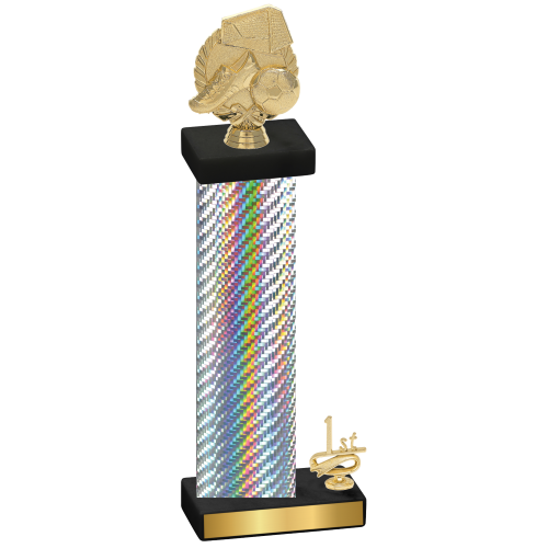 Accented Single Silver Carbon Fiber First Place Soccer Trophy