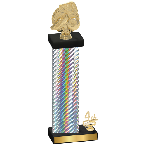 Accented Single Silver Carbon Fiber Fourth Place Soccer Trophy