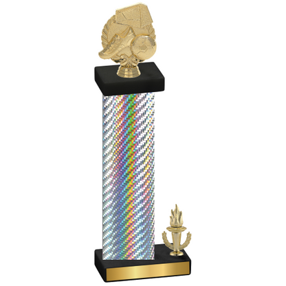 Accented Single Silver Carbon Fiber Victory Soccer Trophy