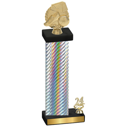 Accented Single Silver Carbon Fiber Year Soccer Trophy