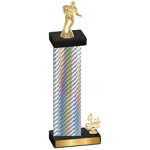 Accented Single Silver Carbon Fiber Fourth Place Rugby Trophy