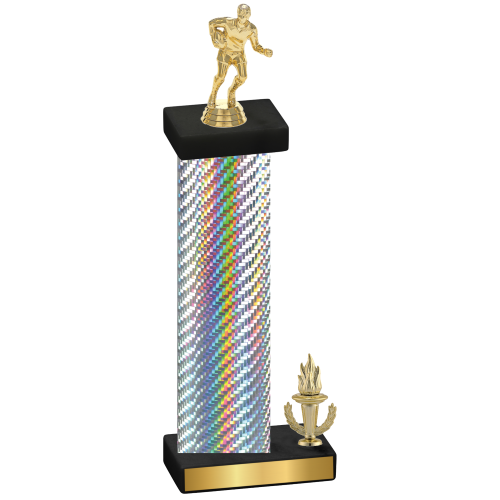 Accented Single Silver Carbon Fiber Victory Rugby Trophy