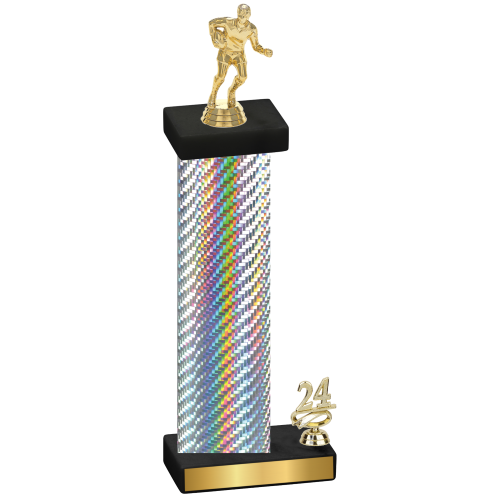 Accented Single Silver Carbon Fiber Year Rugby Trophy