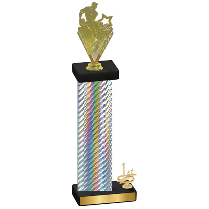 Accented Single Silver Carbon Fiber First Place Rugby Trophy