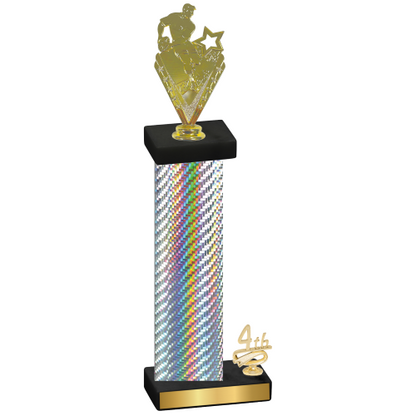 Accented Single Silver Carbon Fiber Fourth Place Rugby Trophy
