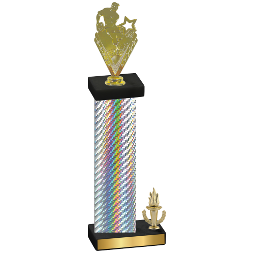 Accented Single Silver Carbon Fiber Victory Rugby Trophy