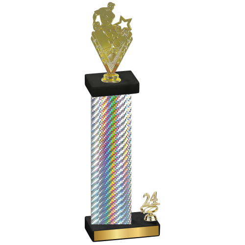 Accented Single Silver Carbon Fiber Year Rugby Trophy