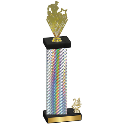 Accented Single Silver Carbon Fiber Year Rugby Trophy