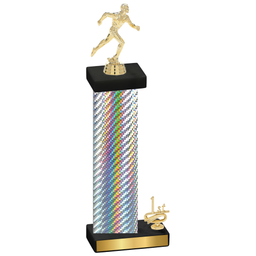 Accented Single Silver Carbon Fiber First Place Running Trophy