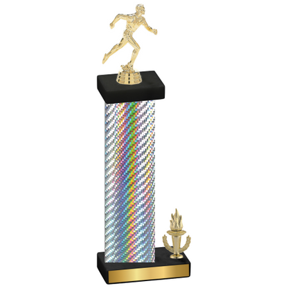 Accented Single Silver Carbon Fiber Victory Running Trophy