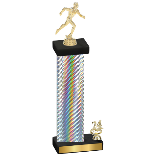 Accented Single Silver Carbon Fiber Year Running Trophy