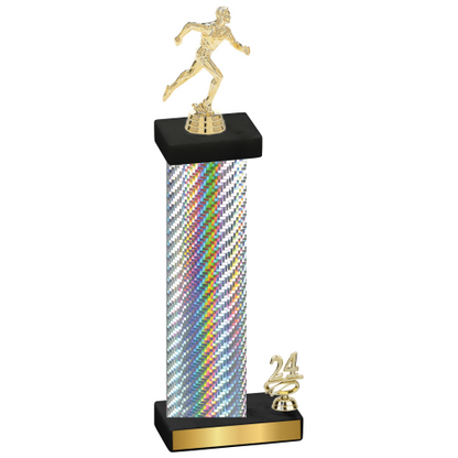 Accented Single Silver Carbon Fiber Year Running Trophy