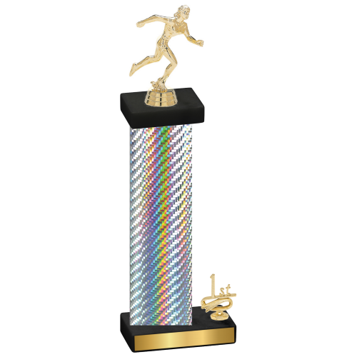 Accented Single Silver Carbon Fiber First Place Running Trophy