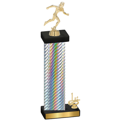 Accented Single Silver Carbon Fiber First Place Running Trophy