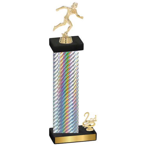 Accented Single Silver Carbon Fiber Second Place Running Trophy