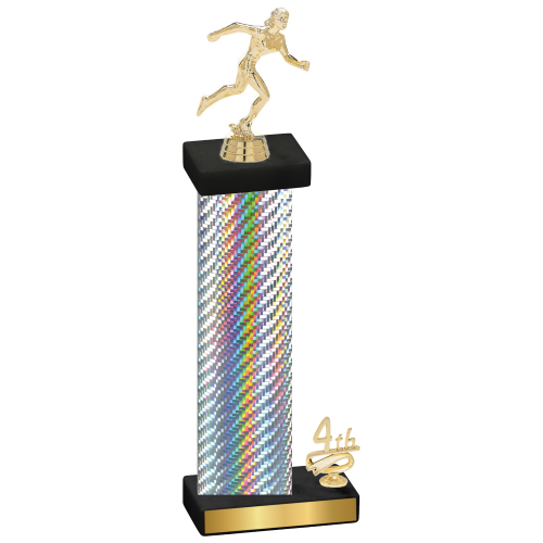 Accented Single Silver Carbon Fiber Fourth Place Running Trophy