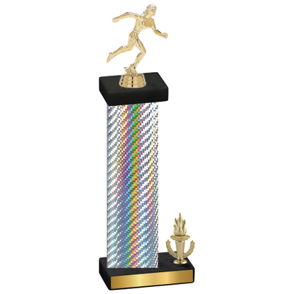 Accented Single Silver Carbon Fiber Victory Running Trophy