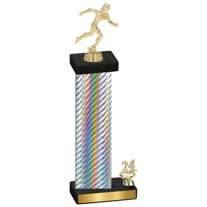 Accented Single Silver Carbon Fiber Year Running Trophy