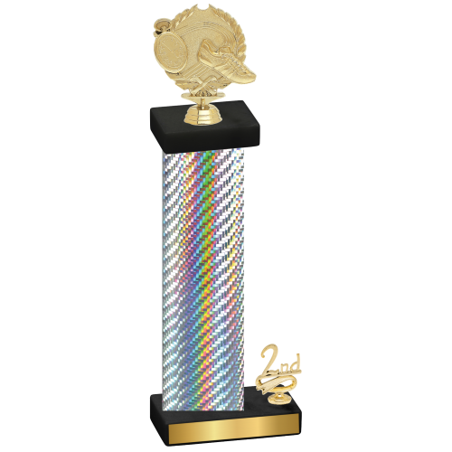 Accented Single Silver Carbon Fiber Second Place Running Trophy