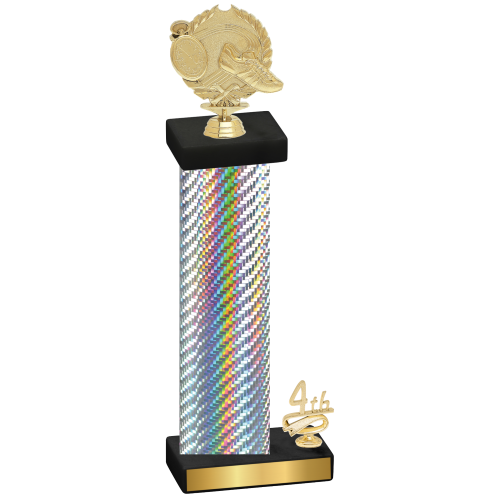 Accented Single Silver Carbon Fiber Fourth Place Running Trophy