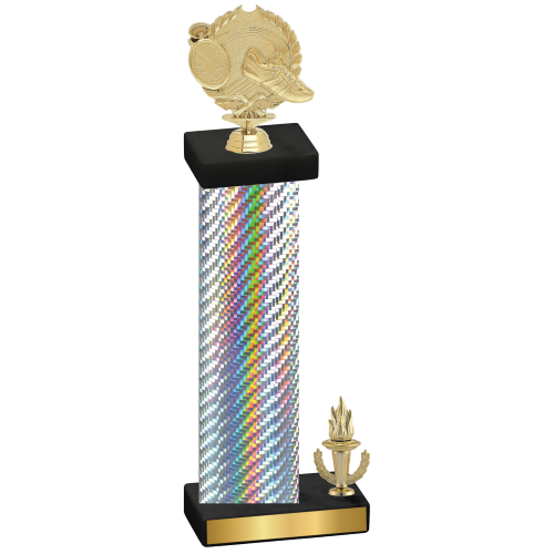 Accented Single Silver Carbon Fiber Victory Running Trophy