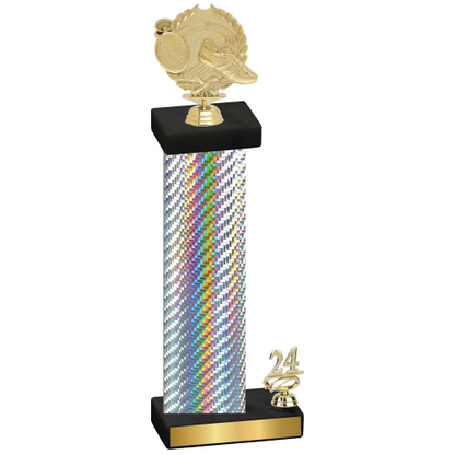Accented Single Silver Carbon Fiber Year Running Trophy