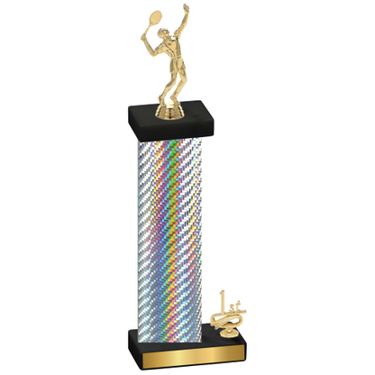 Accented Single Silver Carbon Fiber First Place Tennis Trophy