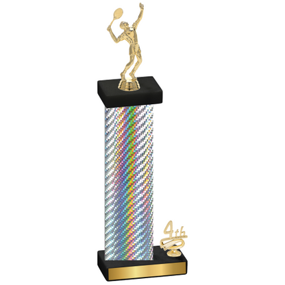 Accented Single Silver Carbon Fiber Fourth Place Tennis Trophy