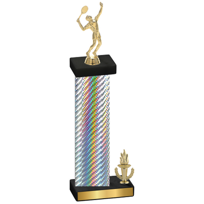 Accented Single Silver Carbon Fiber Victory Tennis Trophy