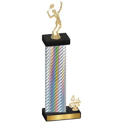 Accented Single Silver Carbon Fiber Fourth Place Tennis Trophy