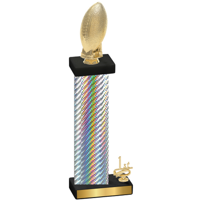 Accented Single Silver Carbon Fiber First Place Football Trophy